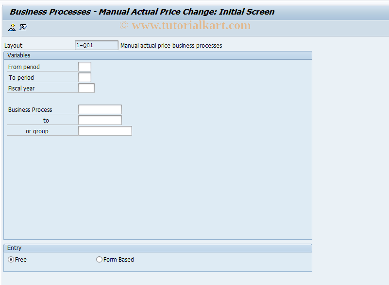 SAP TCode KBC6 - CO-ABC: Manual Actual Price