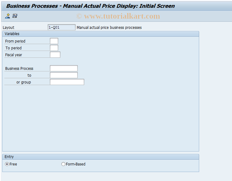SAP TCode KBC7 - CO-ABC: Display manual actl. price