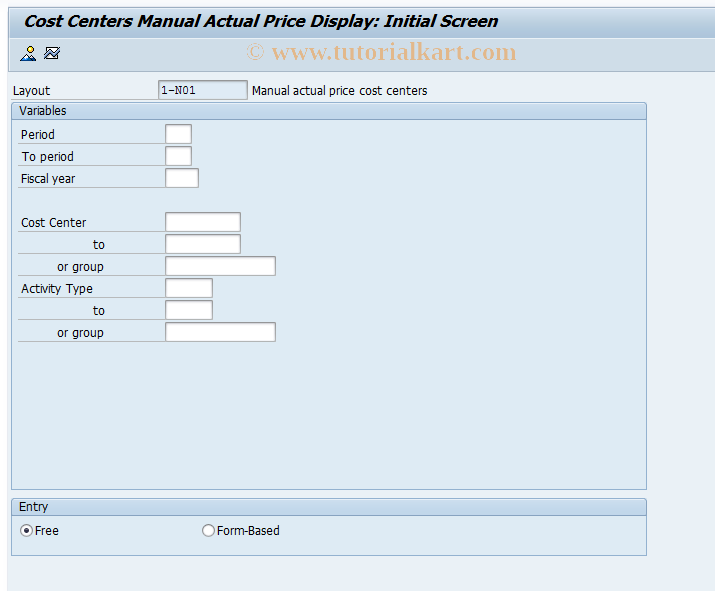 SAP TCode KBK7 - CO-CCA: Display manual actl price