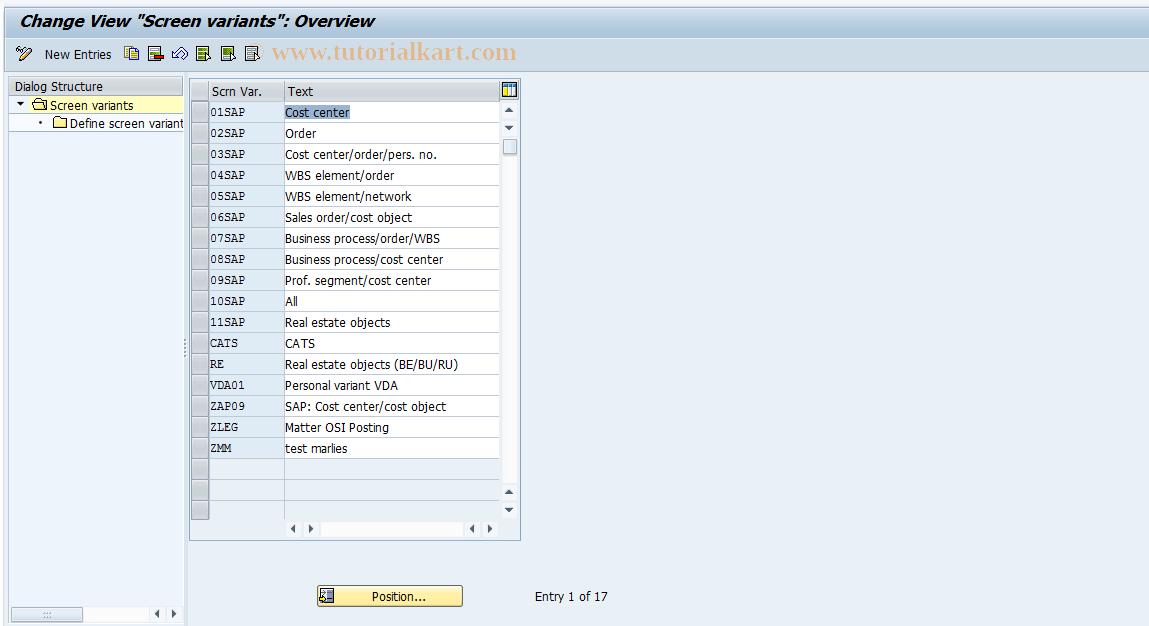 SAP TCode KBXXN_CUST - Define Posting Variants