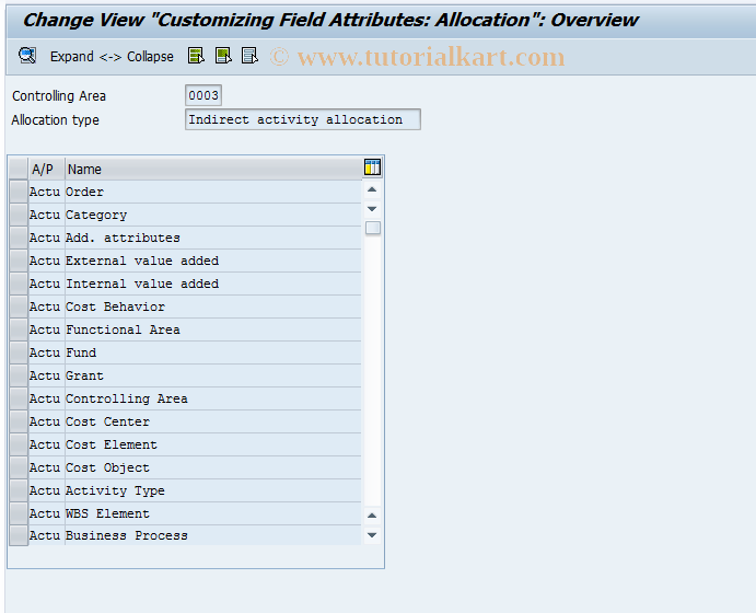 SAP TCode KCAL - Change Indirect Activity Allocation