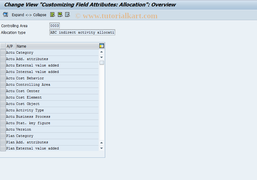 SAP TCode KCAM - Change Indirect Activity Allocation