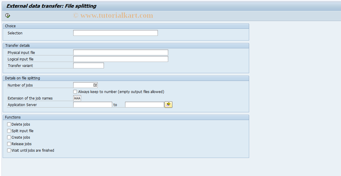 SAP TCode KCLA - EDT: Automatic File Split