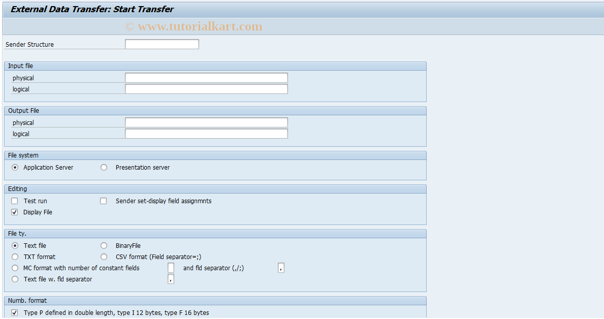 SAP TCode KCLJ015 - External Data Transfer Type 15 (BP)