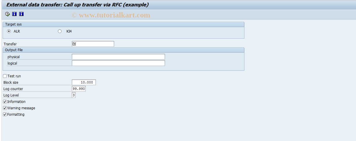 SAP TCode KCLR - RFC Call