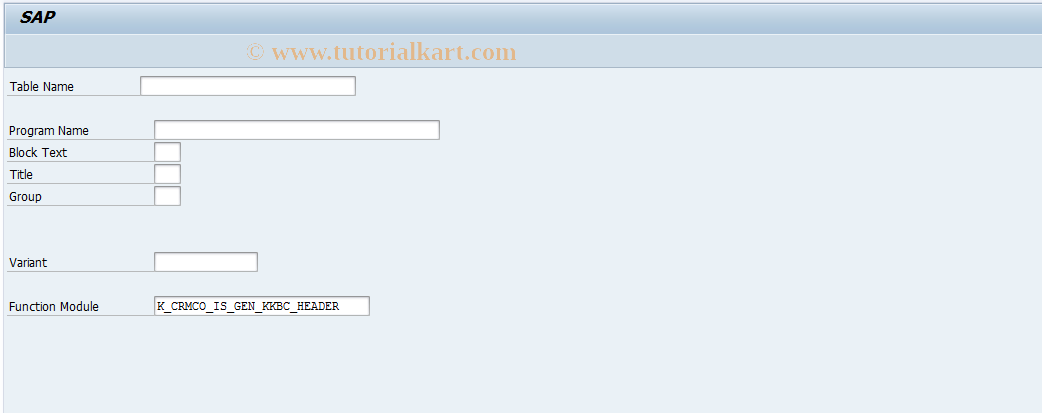 SAP TCode KCRMCO_GENERIC - Generic Call RKKBALV1