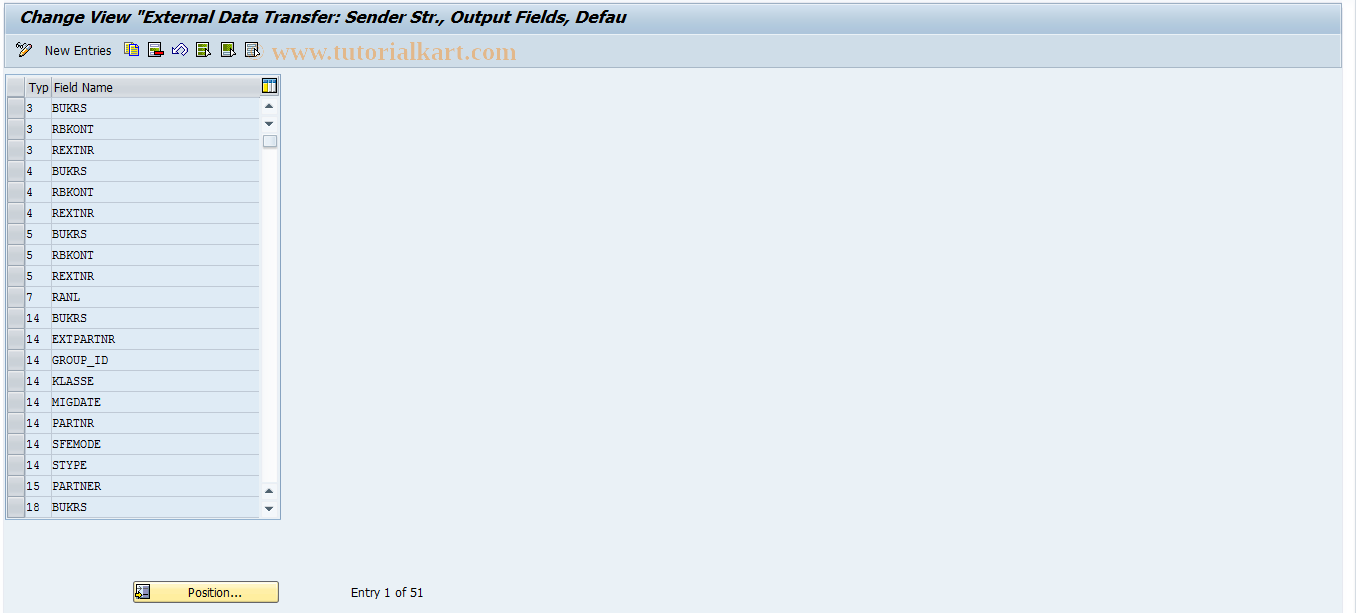 SAP TCode KCSA - Send structure output fields default