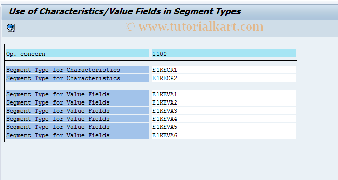 SAP TCode KE2U - CO-PA: Display Segment Types EDIMAP