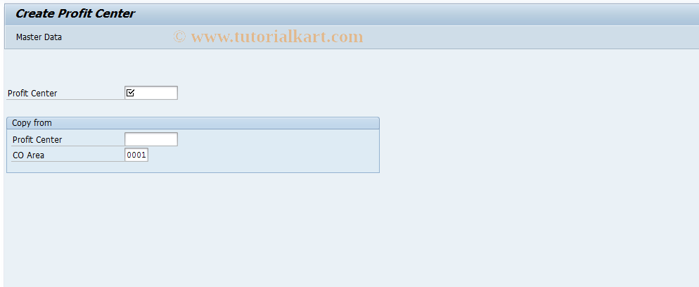 SAP TCode KE51 - Create Profit Center