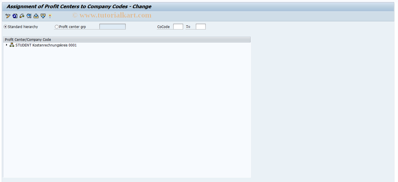 SAP TCode KE56 - EC-PCA: Mass Maintenance CCode Assgt