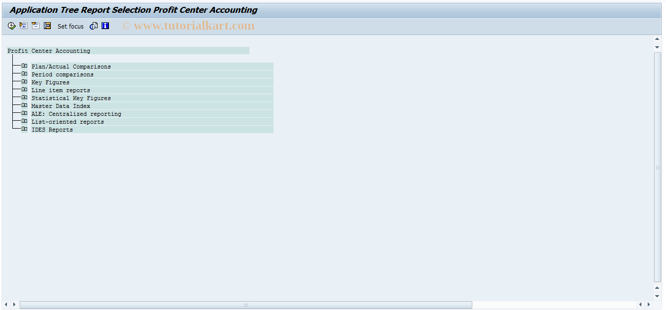 SAP TCode KE5A - EC-PCA: Call up report