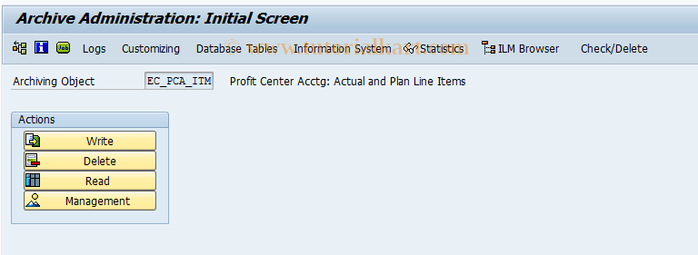 SAP TCode KE72 - Archive Administration: Line Items