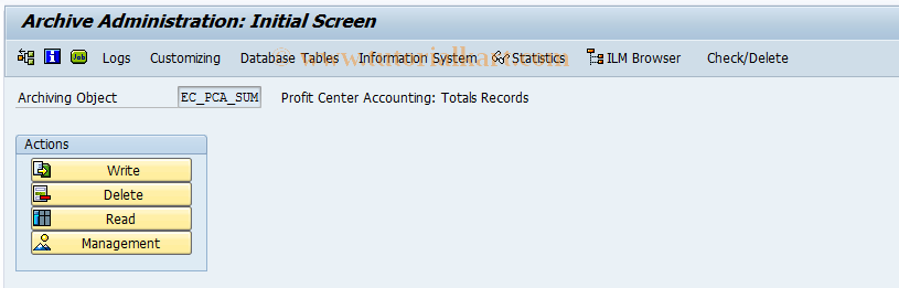 SAP TCode KE73 - Archive Administration: Totals Recs