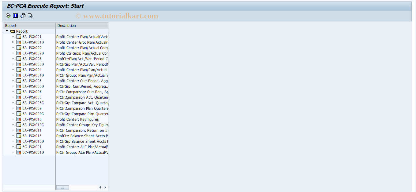 SAP TCode KE80 - EC-PCA: Execute Drill-Down Report