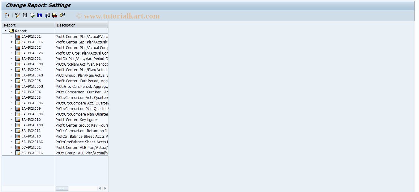 SAP TCode KE82 - EC-PCA: Change Drill-Down Report