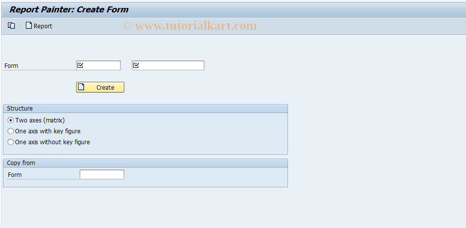 SAP TCode KE84 - EC-PCA: Create Form