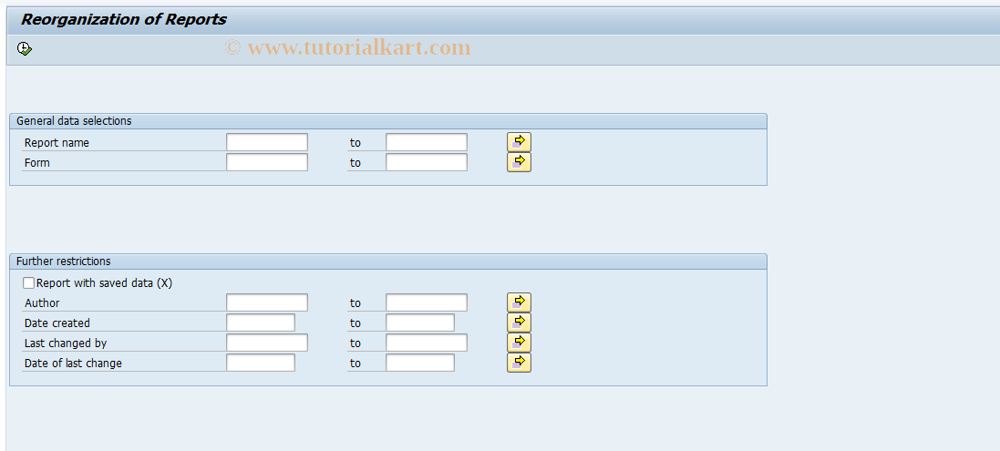 SAP TCode KE8L - EC-PCA: Reorganize Reports