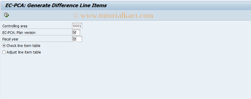SAP TCode KEE0 - PCA: Generate Line Item Difference