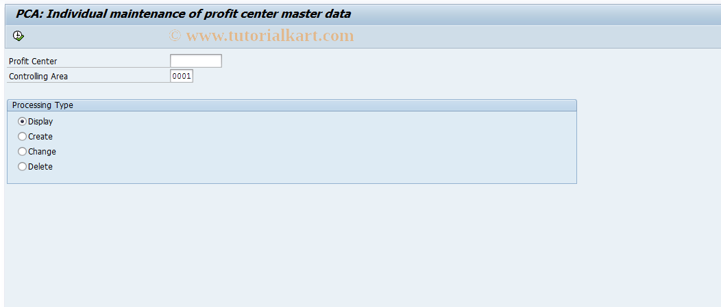 SAP TCode KEMDM - Profit Center Master Data Maintenance 