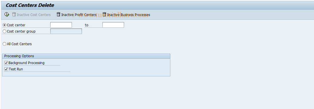 SAP TCode KEOD1 - Reset Inactive Cost Centers