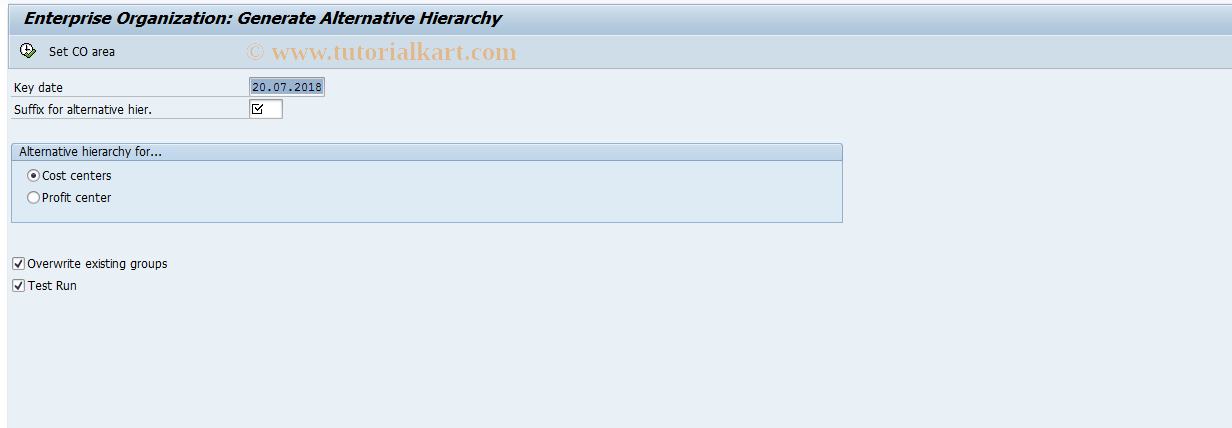 SAP TCode KEOG2 - Generate Alternative Hierarchy