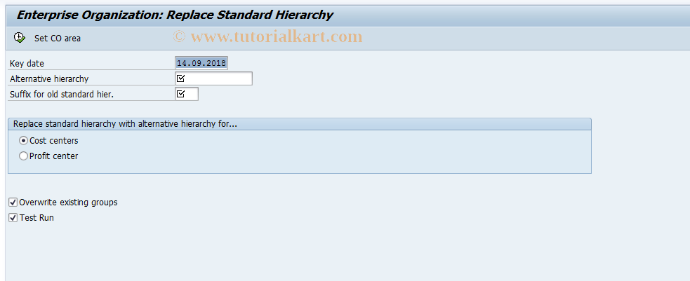SAP TCode KEOG3 - Replace Standard Hierarhcy
