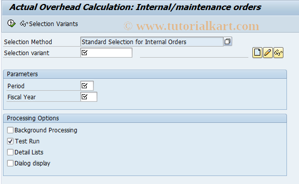 SAP TCode KGI4 - Actual Overhead:Int.Ord. Collective Procurement 