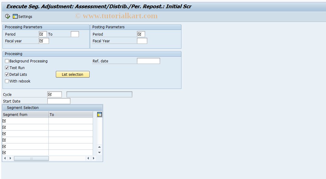 SAP TCode KISR - Execute Actual Segment Adjustment