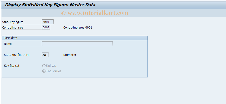 SAP TCode KK03 - Display Statistical Key Figures