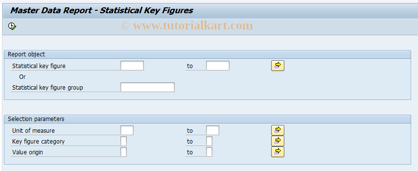 SAP TCode KK04 -  Statistical Key Figures: Master Data Report