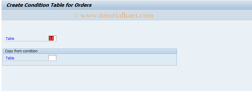 SAP TCode KK05 - Create Condition Table (Price Overhead)