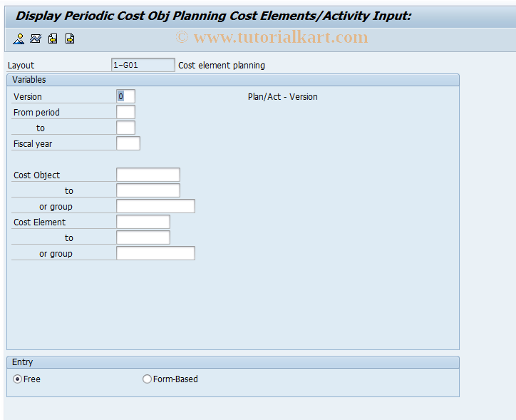 SAP TCode KK17 - CO-COC Plng: Display Costs/ActyInput