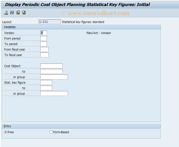 SAP TCode KK47 - CO-COC Plng: Display Statistical Key Fig.