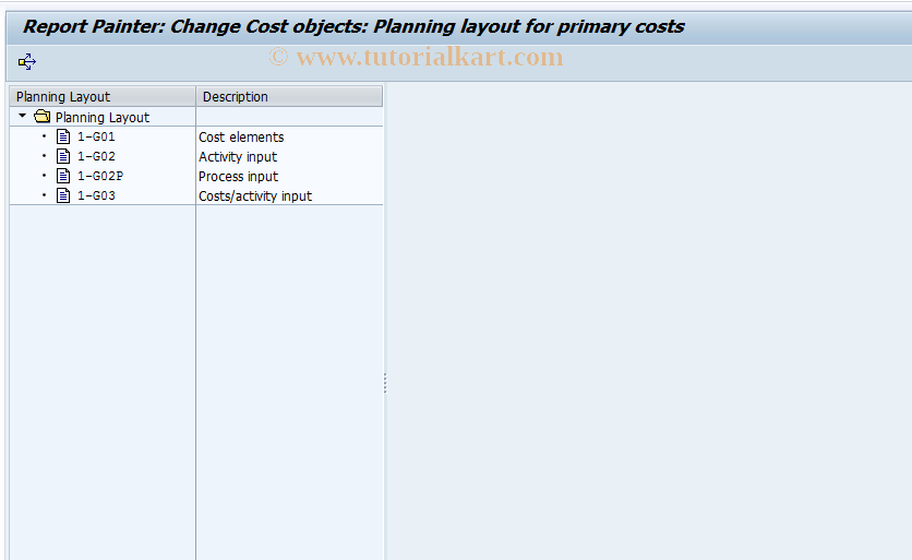 SAP TCode KK66 - COC Change Plnng Layt Cost/ActvInput