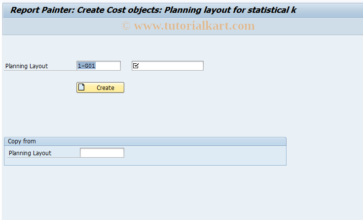 SAP TCode KK95 - COC Create Planning Layout Statistical KF