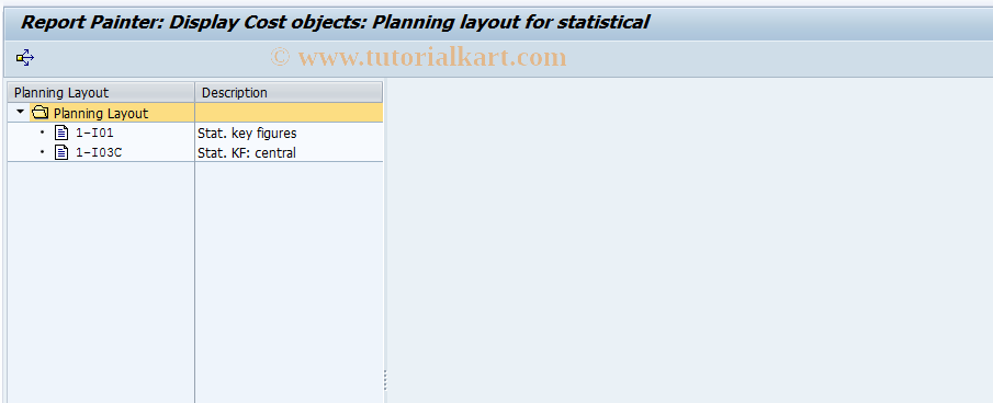 SAP TCode KK97 - COC Display Planning Layout Statistical KF