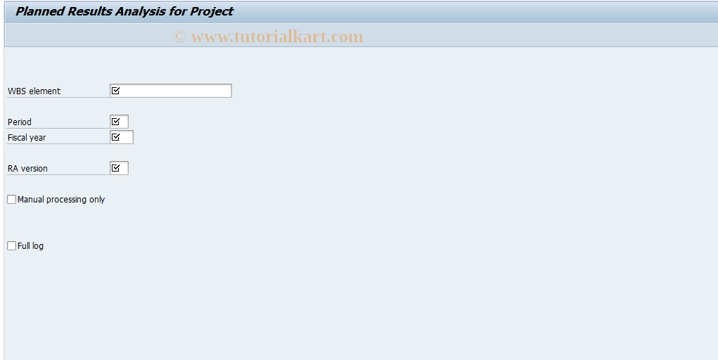 SAP TCode KKA2P - Project Results Anal. and WIP Calc.