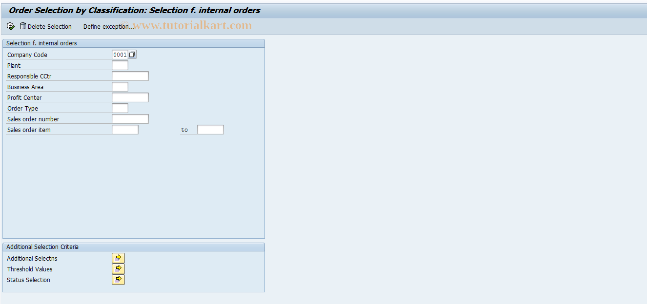 SAP TCode KKAD - Order List for Make-to-Order