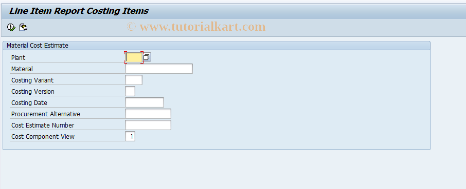 SAP TCode KKB5 - Costing Items for Material