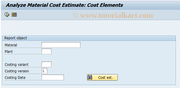 SAP TCode KKBC_MAT - Analyze Material Cost Estimate