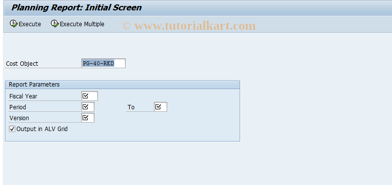 SAP TCode KKBU - Cost Object: Planning Overview