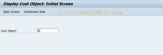 SAP TCode KKC3 - Display Cost Object