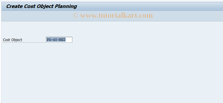 SAP TCode KKC4 - Create Cost Object Planning