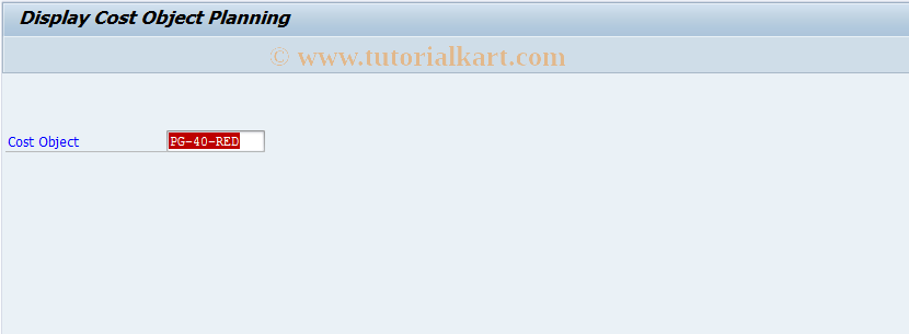 SAP TCode KKC6 - Display Cost Object Planning