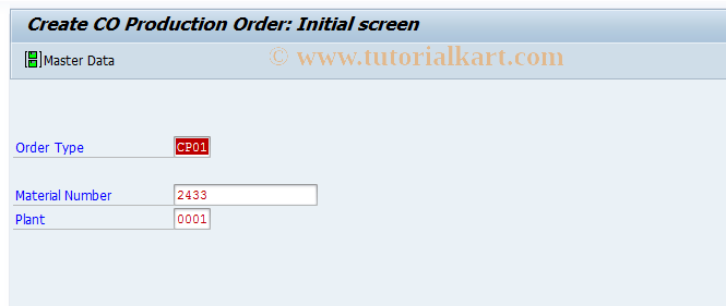 SAP TCode KKF1 - Create CO Production Order