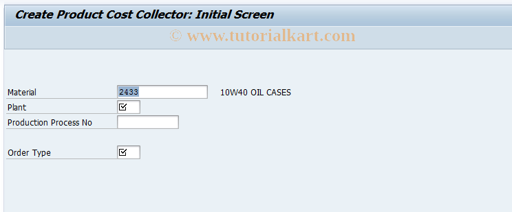 SAP TCode KKF6 - Create Production Cost Collector