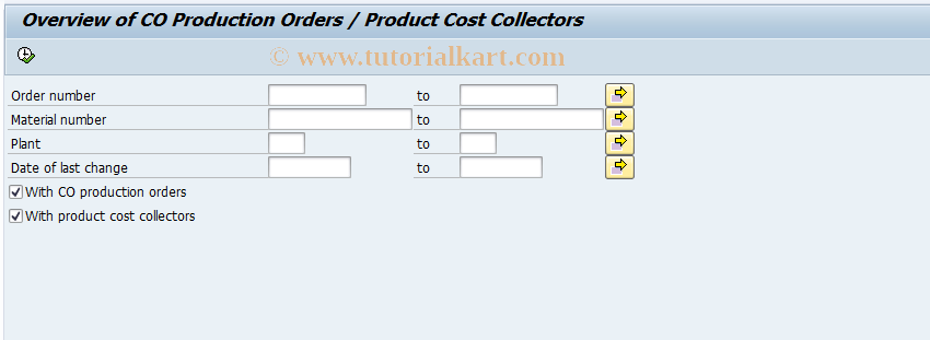 SAP TCode KKF9 - Find CO Orders