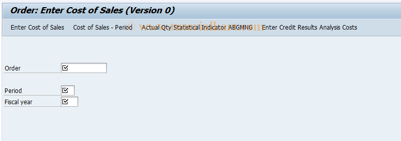 SAP TCode KKG1 - Create Cost of Sales: Order