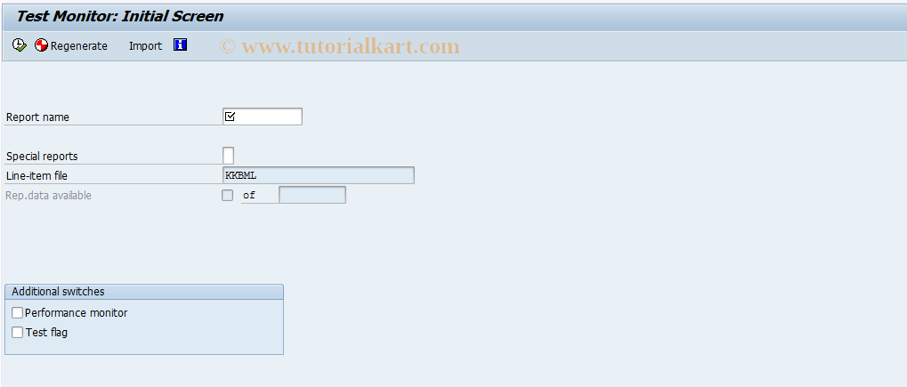 SAP TCode KKMLM - Test Monitor Object Record Reports