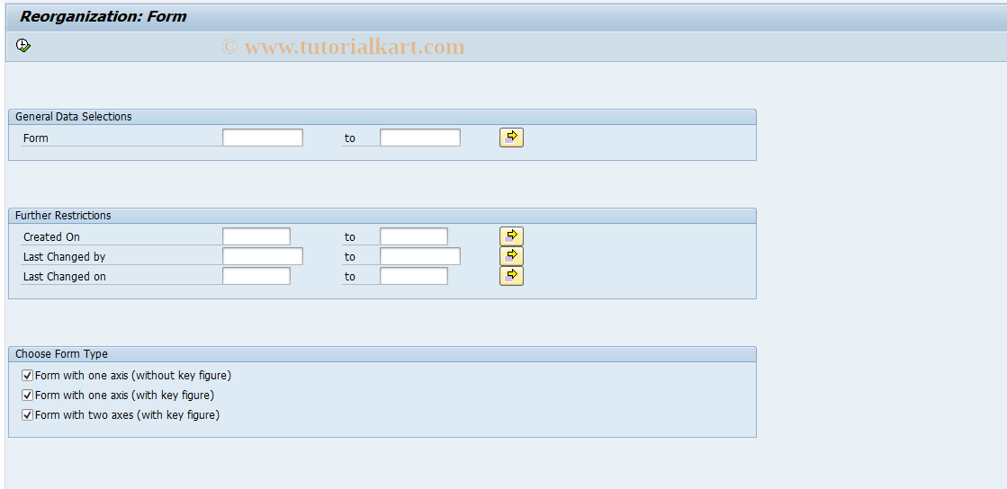 SAP TCode KKMLP - Reorganization of Forms